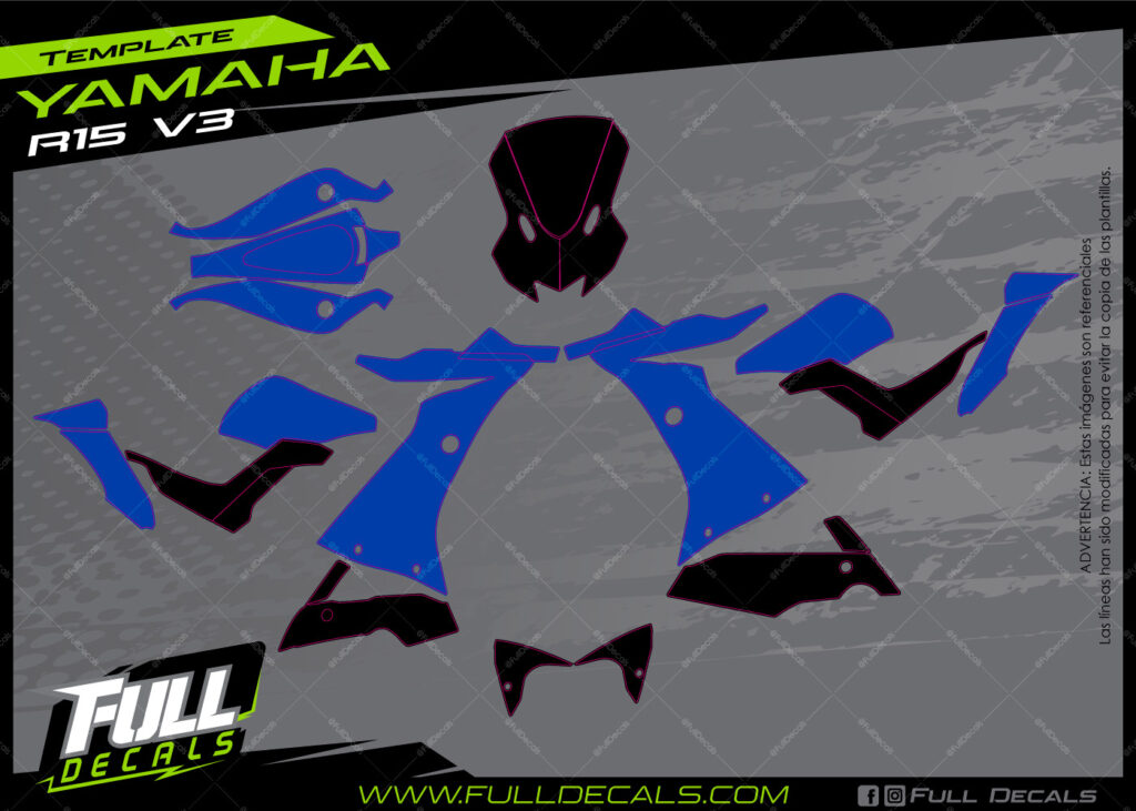 YAMAHA R15 V3 PLANTILLA BASICA FULL DECALS