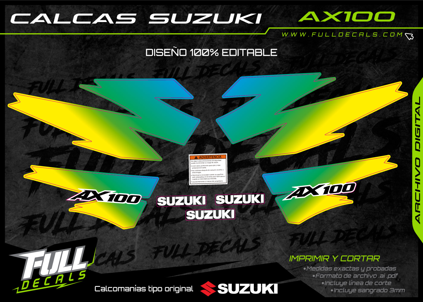 Calcas suzuki ax100 personalizada