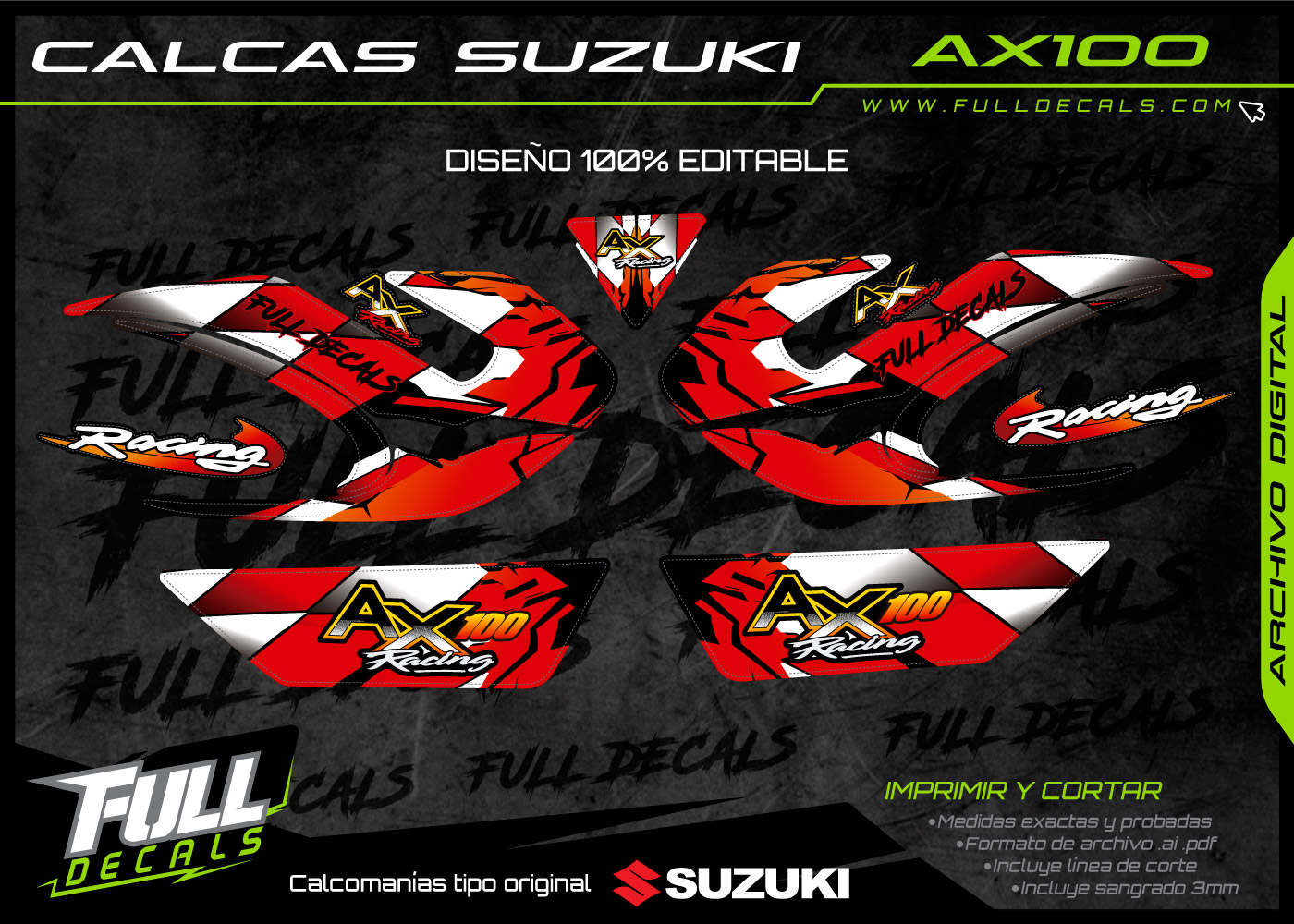 Calcas suzuki ax100 Racing